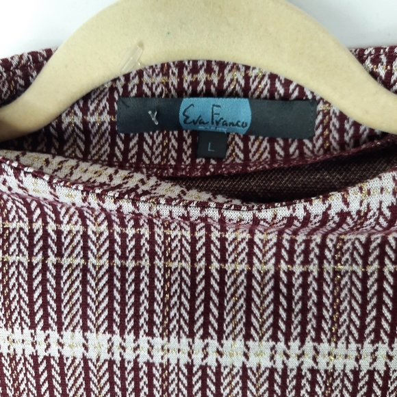 Anthropology Franco Large Burgundy & Creme Top - Picture 4 of 8